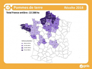 Carte de production française de plant de pomme de terre (2018)