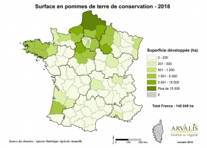 Carte de production française de pomme de terre de conservation (2018)