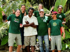 Sophie TRON, Gwenaelle LETOURNEUR, Pothin WADRA, Claire ROCHETTE, Didier PASTOU, Nicolas HUGOT, Lucienne NEMEMBREUX (from left to right)
 GDS-V team - FRENCH POLYNESIA